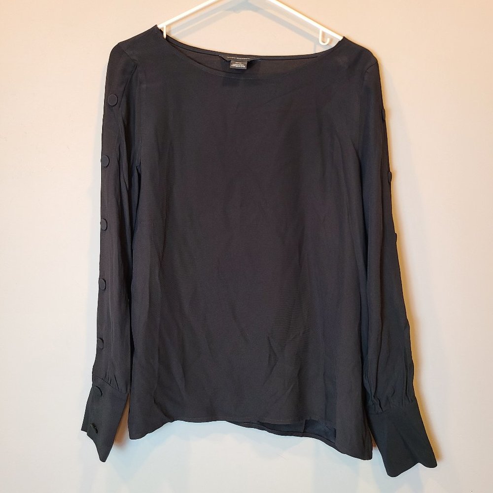 Club Monaco Ralph Lauren Blouse Button Long Sleeve Womens Medium Black